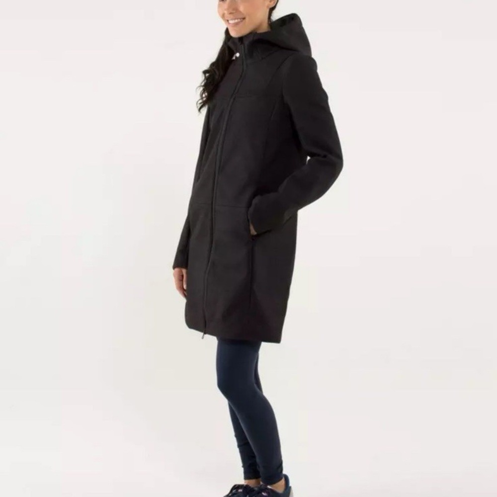 LULULEMON CITY SOFT SHELL BLACK GRAY TWEED COAT WOMEN'S SIZE 2 OR 4